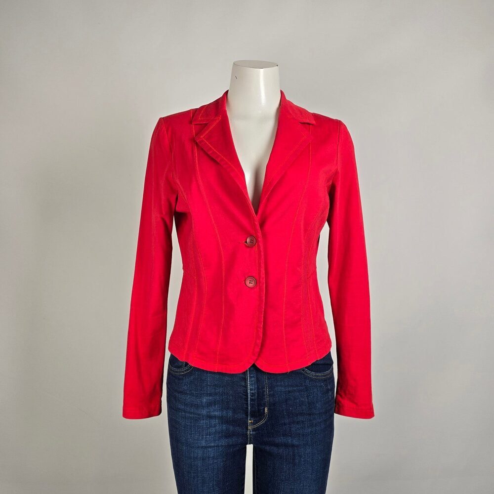 Sandwich Red Fitted Blazer Size M Tailored Stretch Jacket Classic